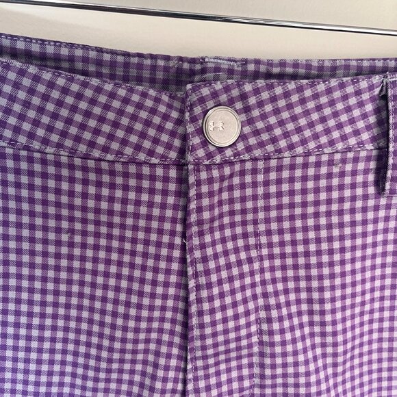 Under Armour Men's purrple and gray checkered flat front Golf Shorts 32 EUC - Picture 5 of 6